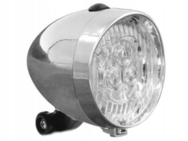 Lampa lampka rowerowa przednia miejska retro JY-592 srebrna na baterie