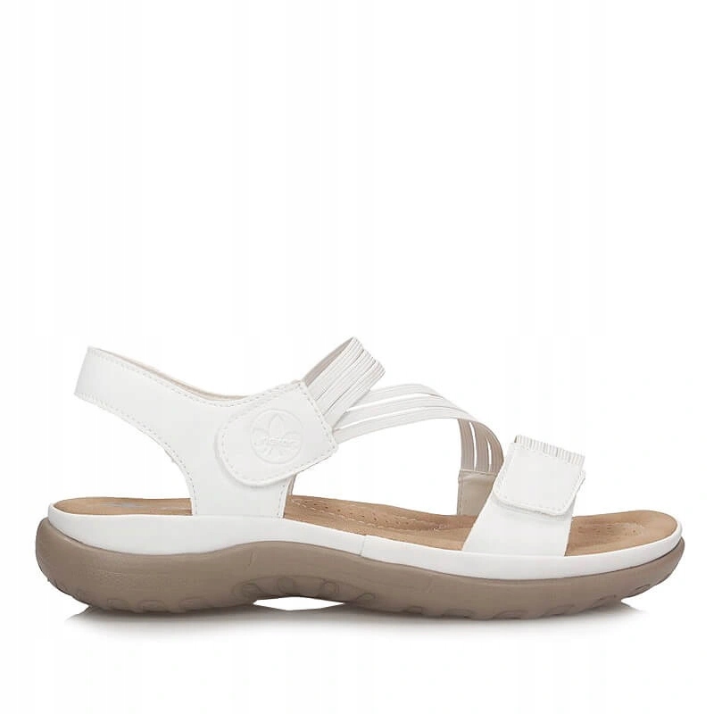 Dámské sandály Rieker 64870-81 bílé, zapínání na na suchý zip