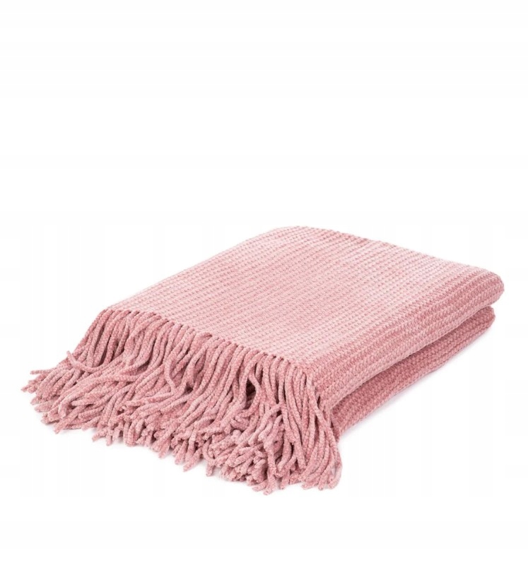 Šenilová deka 130 x 170 cm Homla Chenille 218475 Pudrová růžová s třásněmi