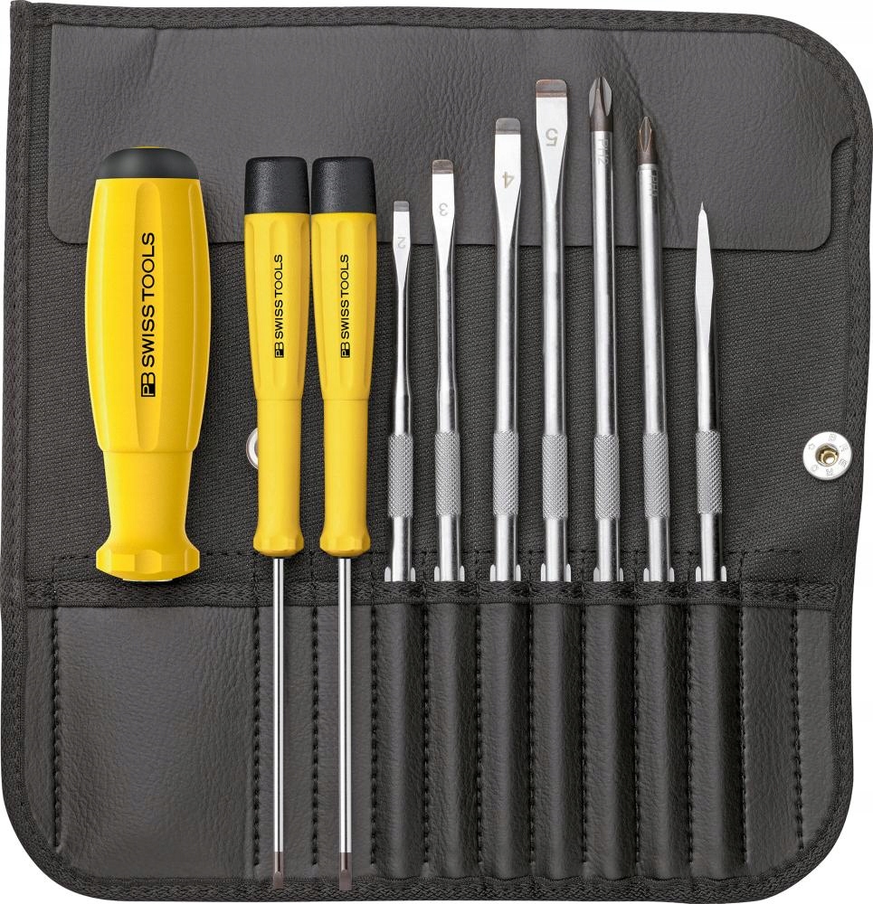 Sada šroubováků Esd s vyměnitelnými stopkami, 10dílná pouzdro Pb Swiss Tools