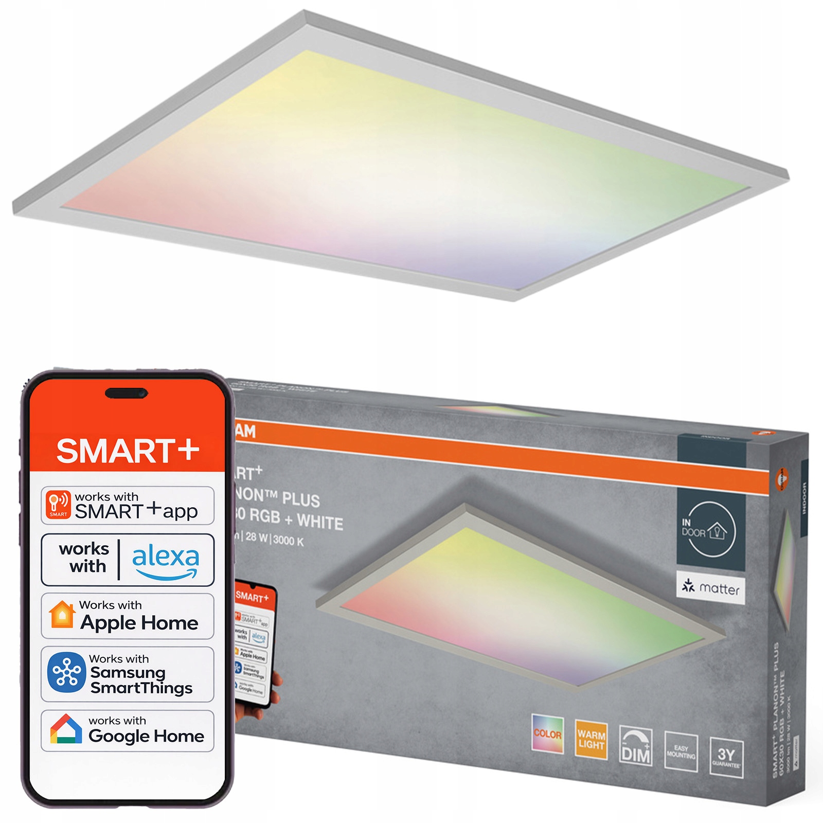 Led panel 28W 2000lm 3000K biely 60x30 cm Smart+ WiFi Matter Planon Osram