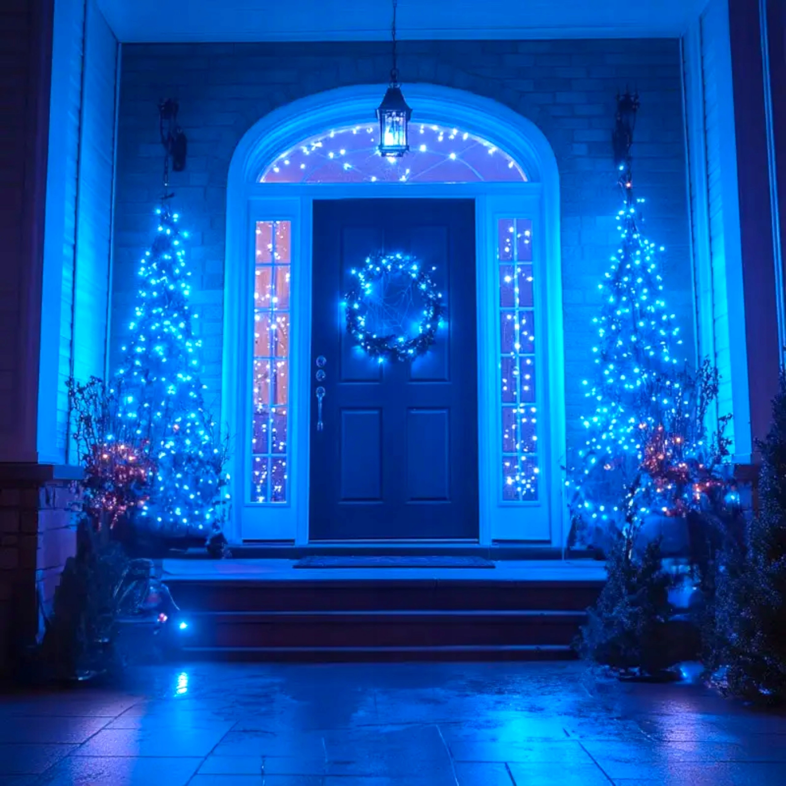 LAMPKI CHOINKOWE 100 LED ZEWNĘTRZNE WEWNĘTRZNE ŚWIĄTECZNE NIEBIESKIE GRANAT Długość sznura 8 m