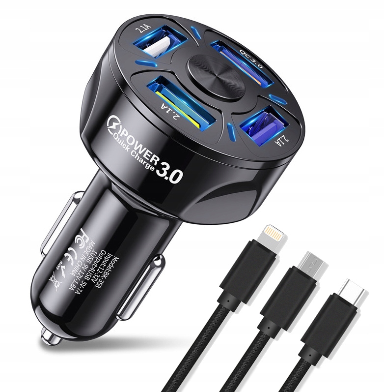 

7w1 Szybka Ładowarka Samochodowa Qc 3.0 7A Kabel