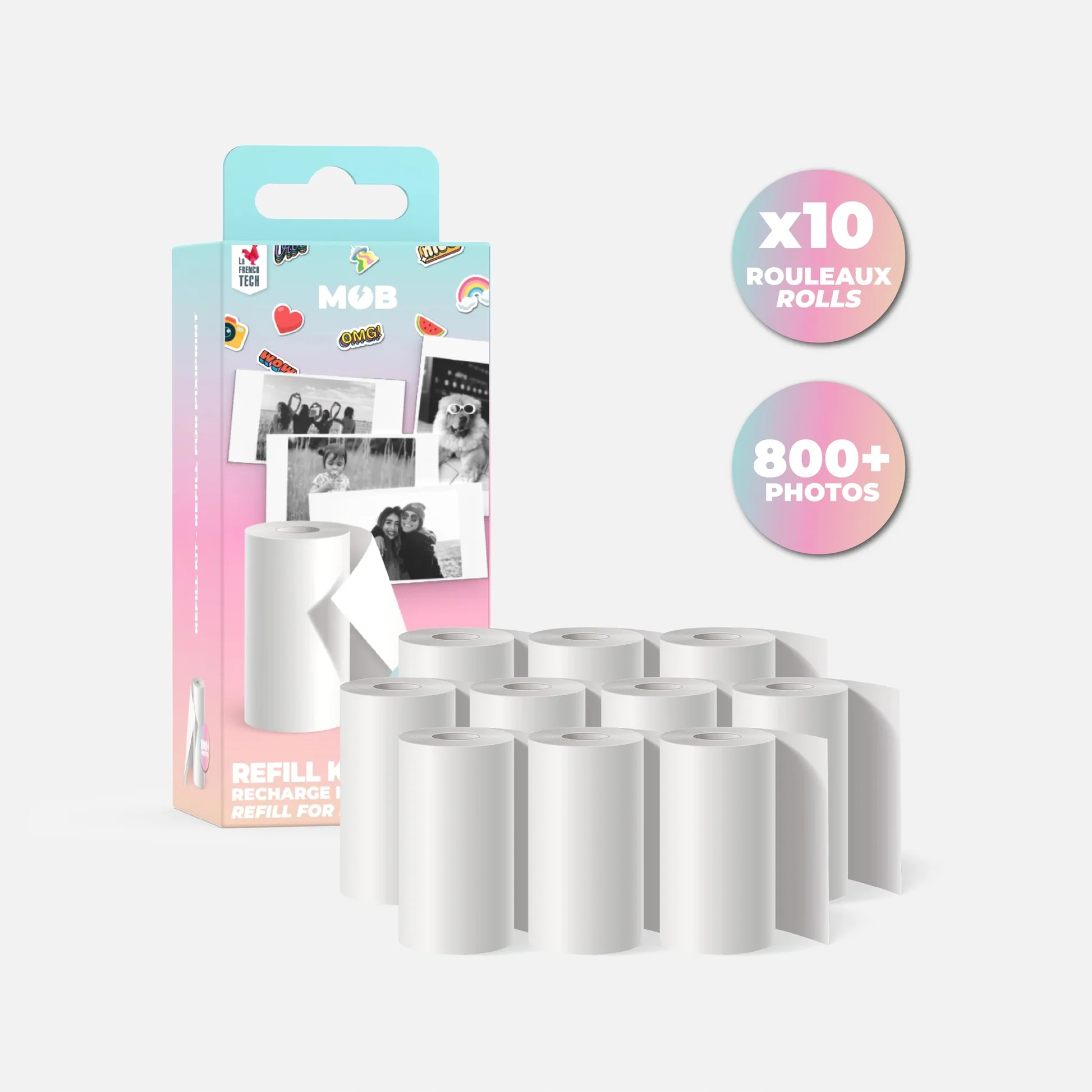 Zestaw 10 rolek papieru do aparatu PixiPrint Mob Mob