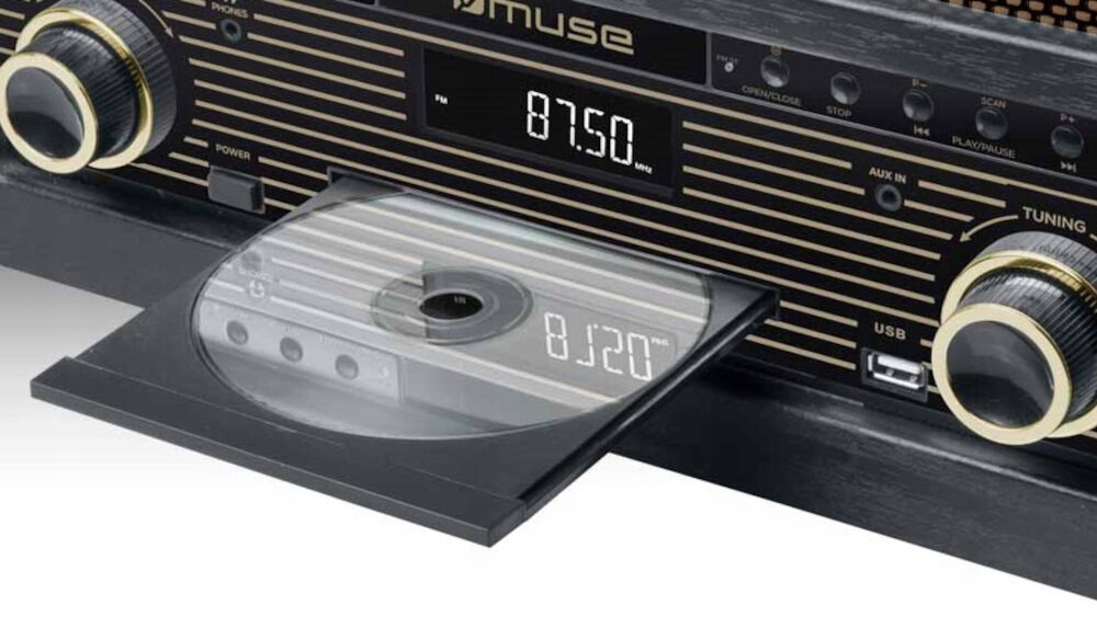 Gramofon MUSE MT-115 W CD BT USB AUX FM Czarny Napęd paskowy