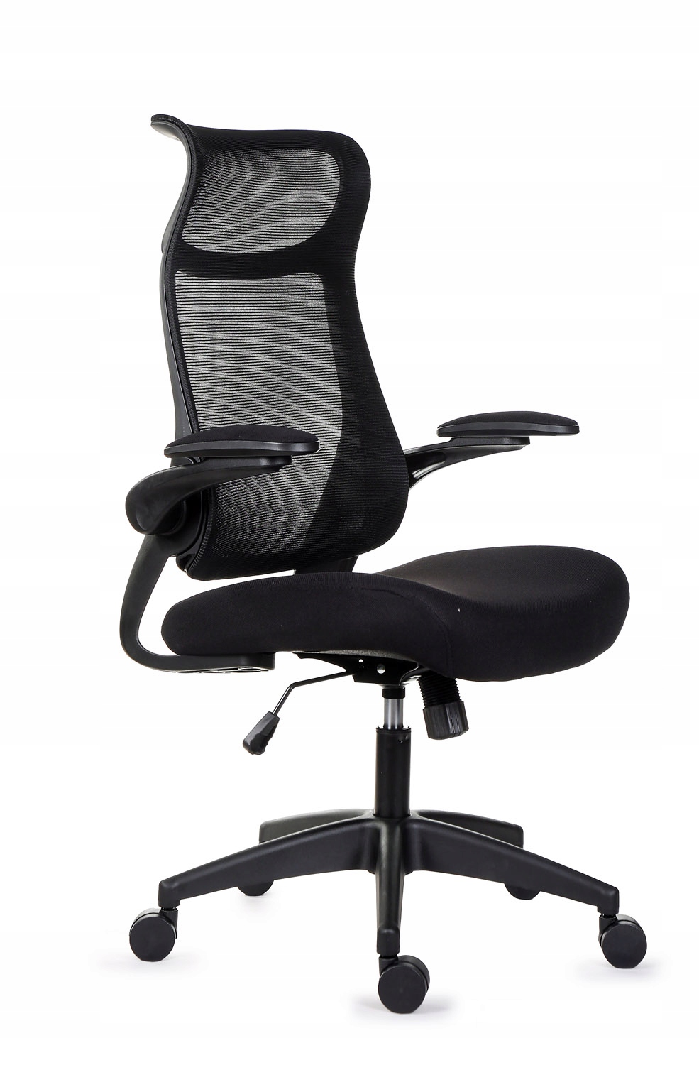 Pohodlná čierna kancelárska stolička Giosedio FHX004 s nastaviteľnými podrúčkami Bhp