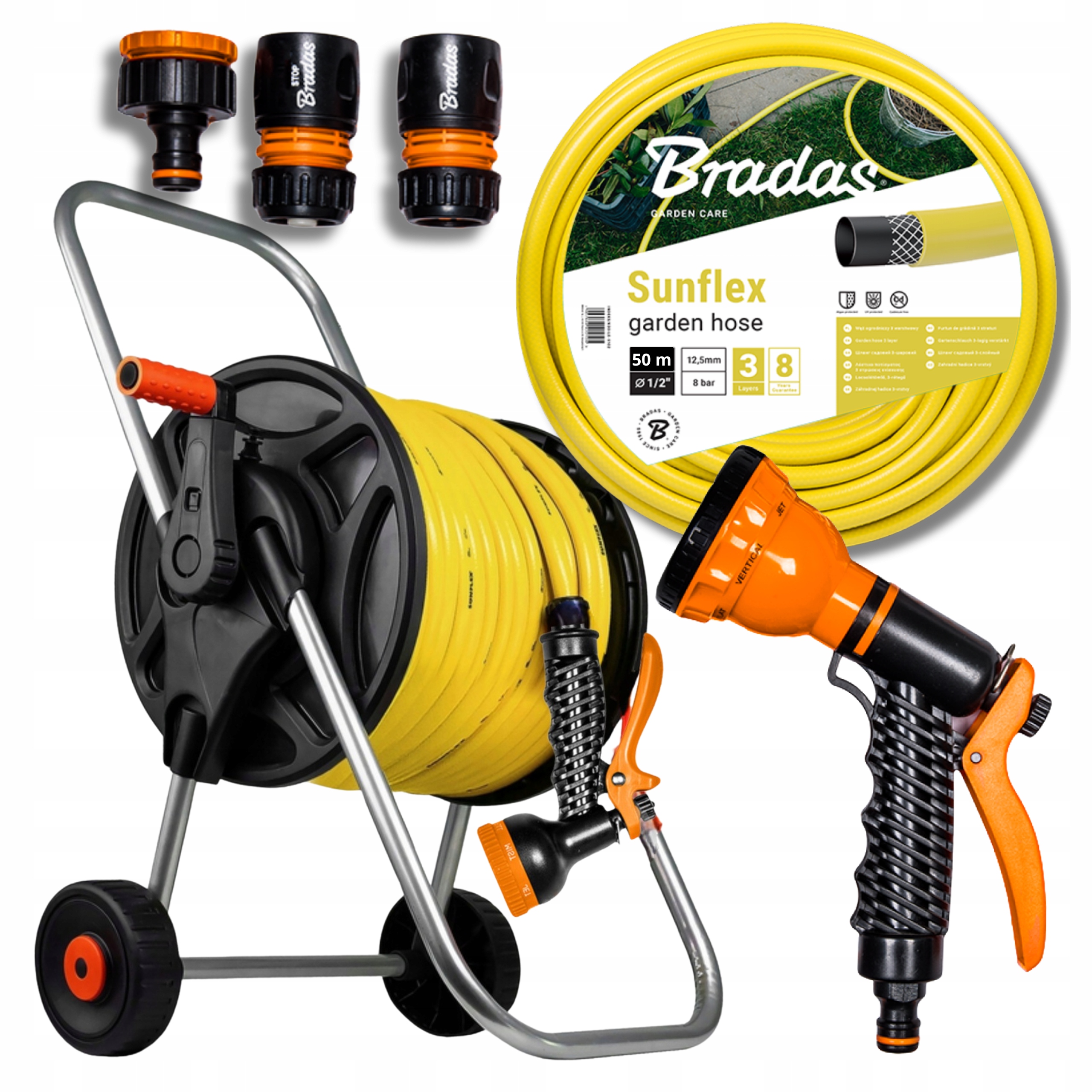 Zahradní Hadice Na Vozíku Buben Navíječ Set Zavlažování Silný Odolný 1/2-50 m