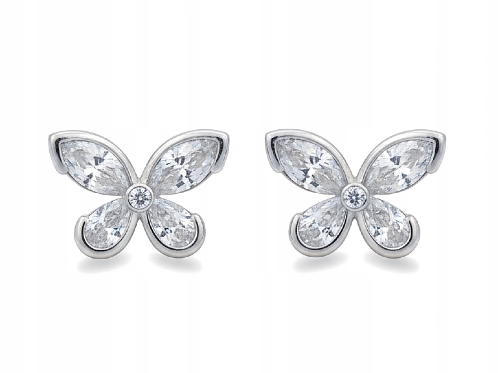 Dámské náušnice ze stříbra 925 Motýlci se zirkony a lesklou tyčinkou