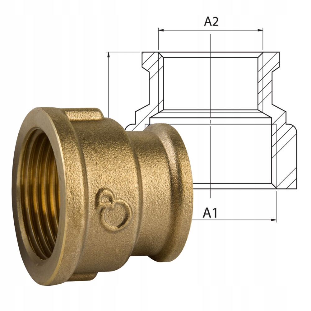 ZŁĄCZKA MUFA REDUKCYJNA GW 1"x3/4" ŁĄCZNIK MOSIĘŻNA DIAMOND Marka DIAMOND