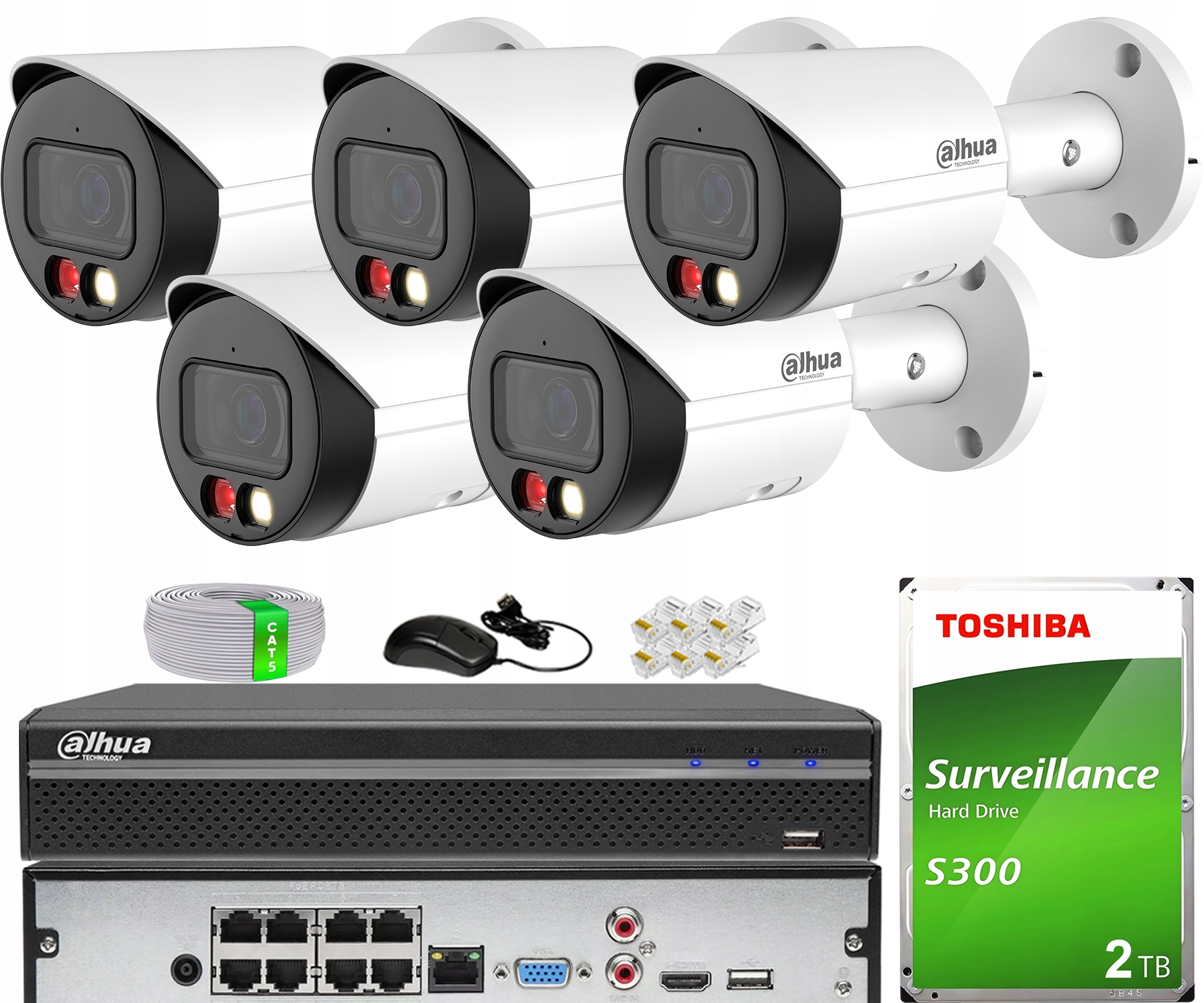 Sada monitorování Ip PoE 5 kamer IPC-HFW2549S-S-IL-0280B WizSense Dahua