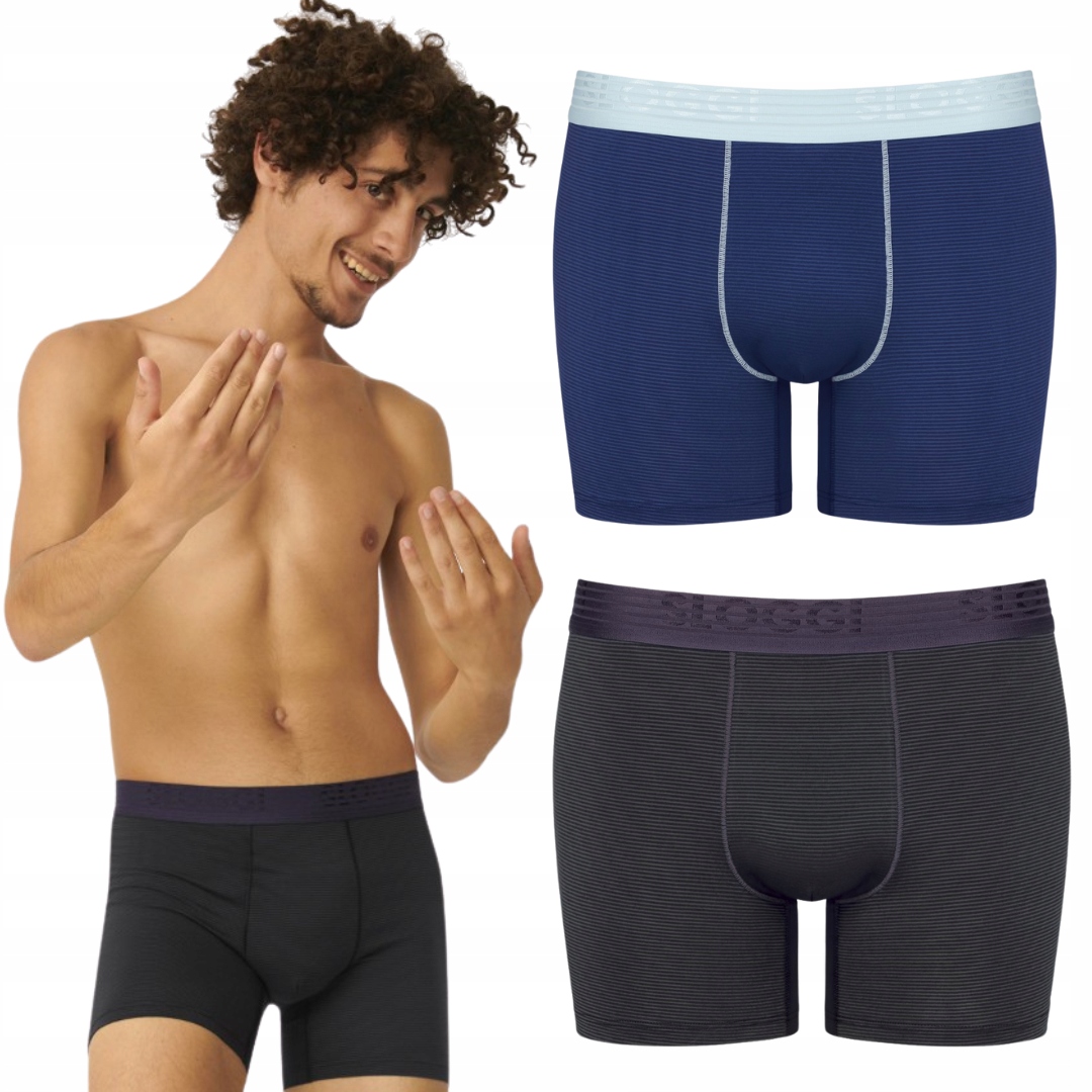 Sloggi Slipy Pánské boxerky pánské Ever Cool Short Dvojpak černé modré L