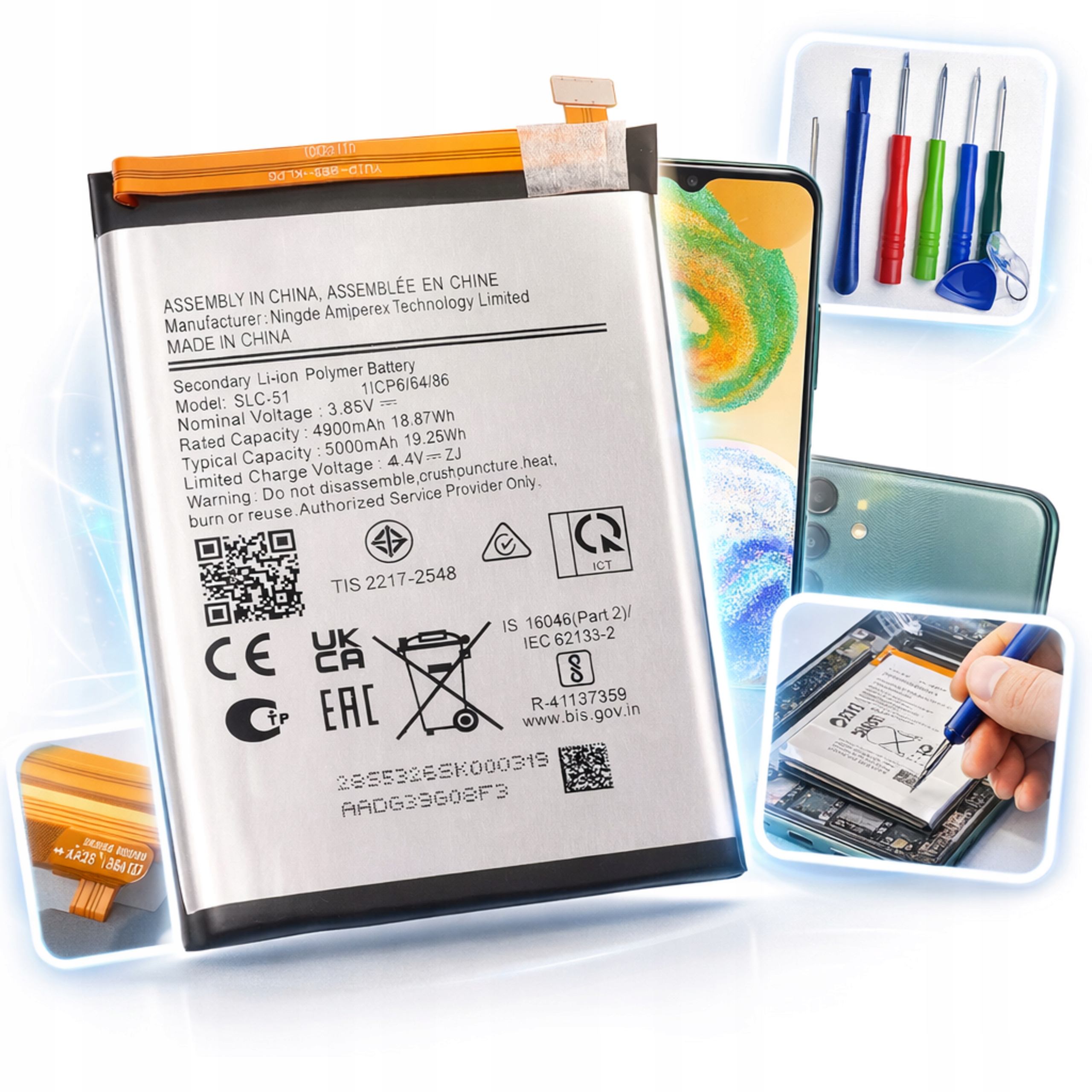 Bateria SLC-51 4900mAh Do Samsung Galaxy A05s SM-A057F Zestaw Narzędzi