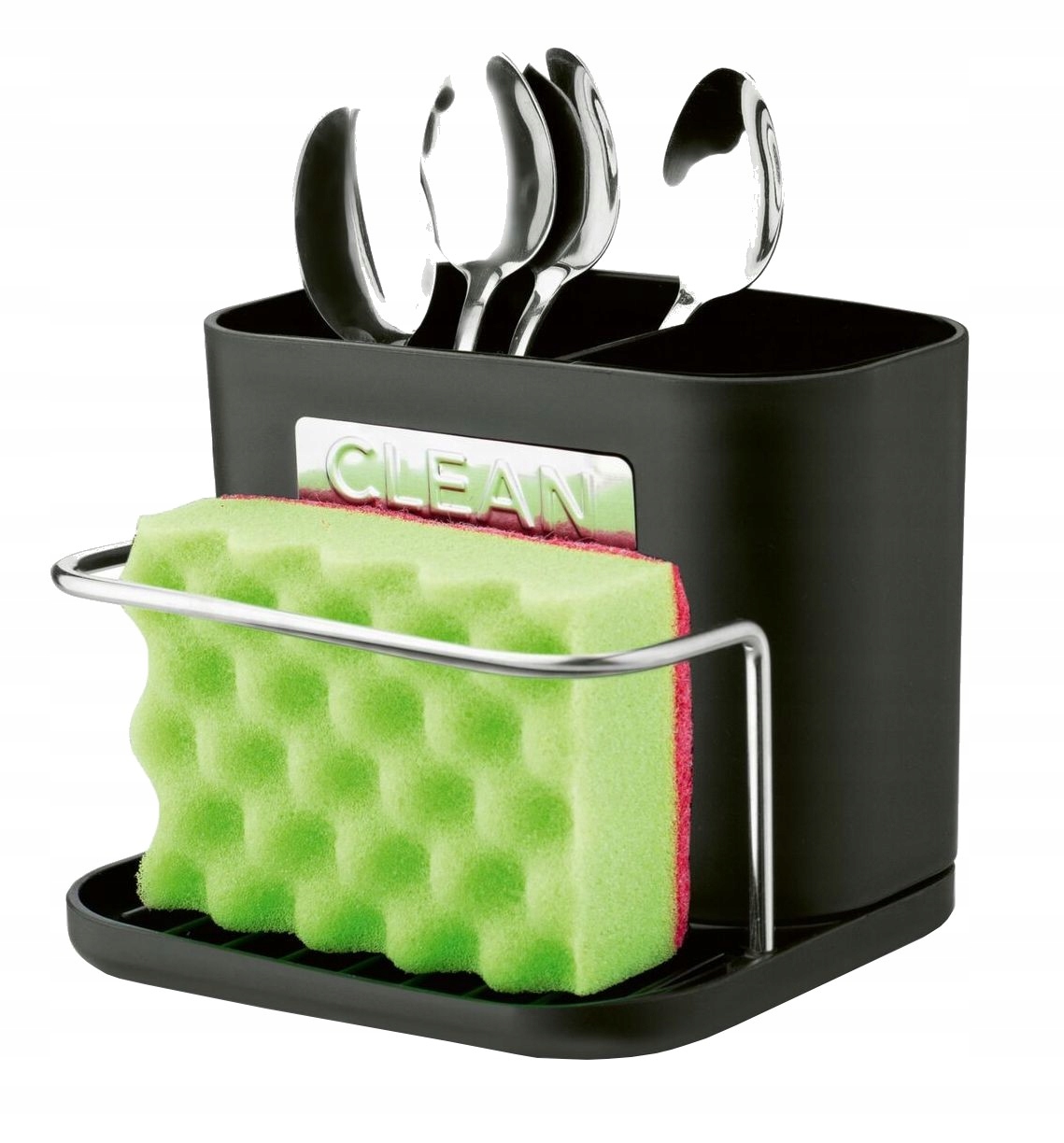 OCIEKACZ NA SZTUĆCE Czarny suszarka 2 KOMORY PLASTIKOWY POJEMNIK Tadar