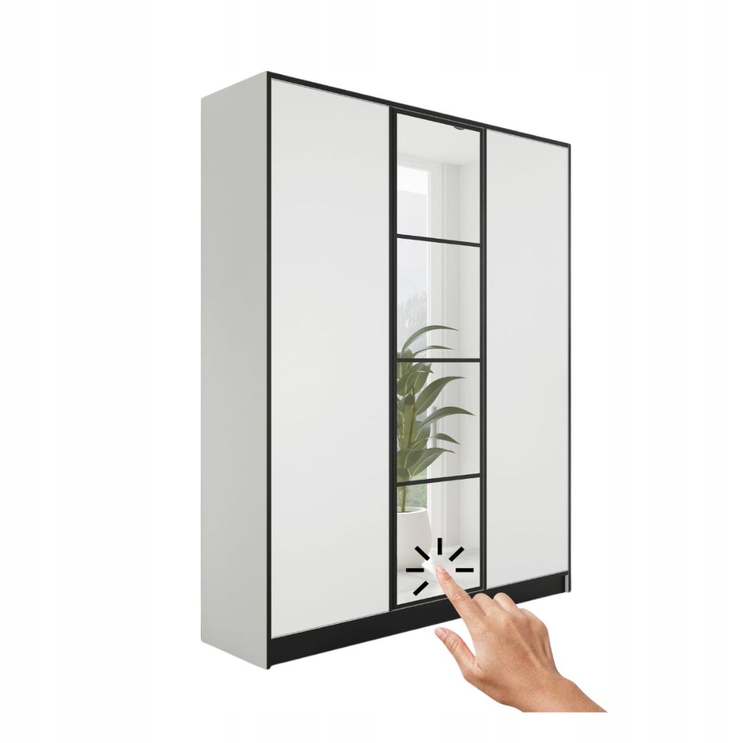 Szafa trzydrzwiowa z lustrem WZÓR 1 COSTA 3D BIAŁA