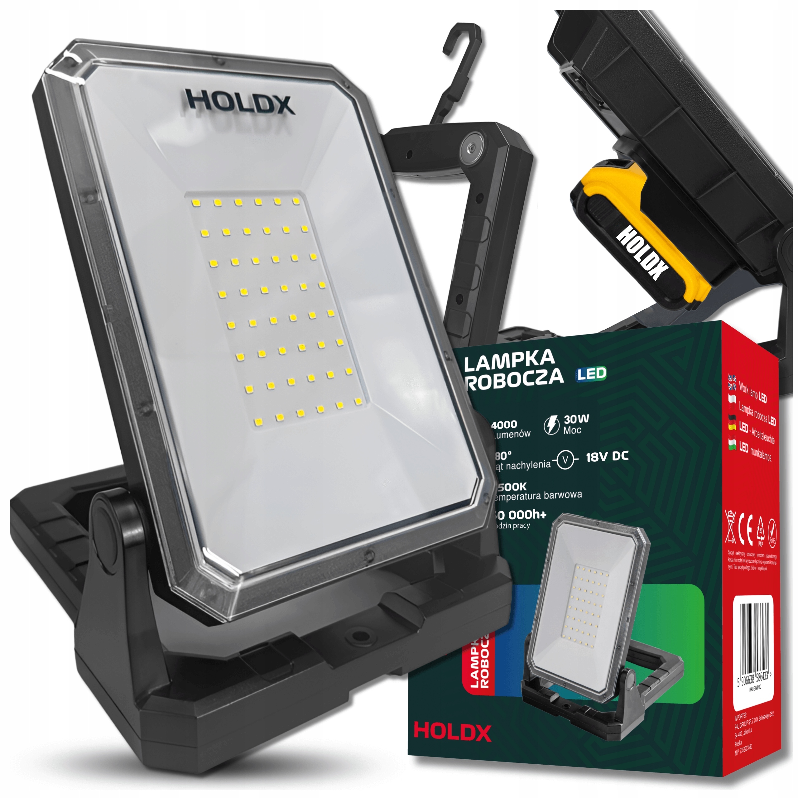 Led Halogenová Pracovní Lampa Pro Holdx S Usb 6500K, Přenosná, Výkonná, Stavební Lampa