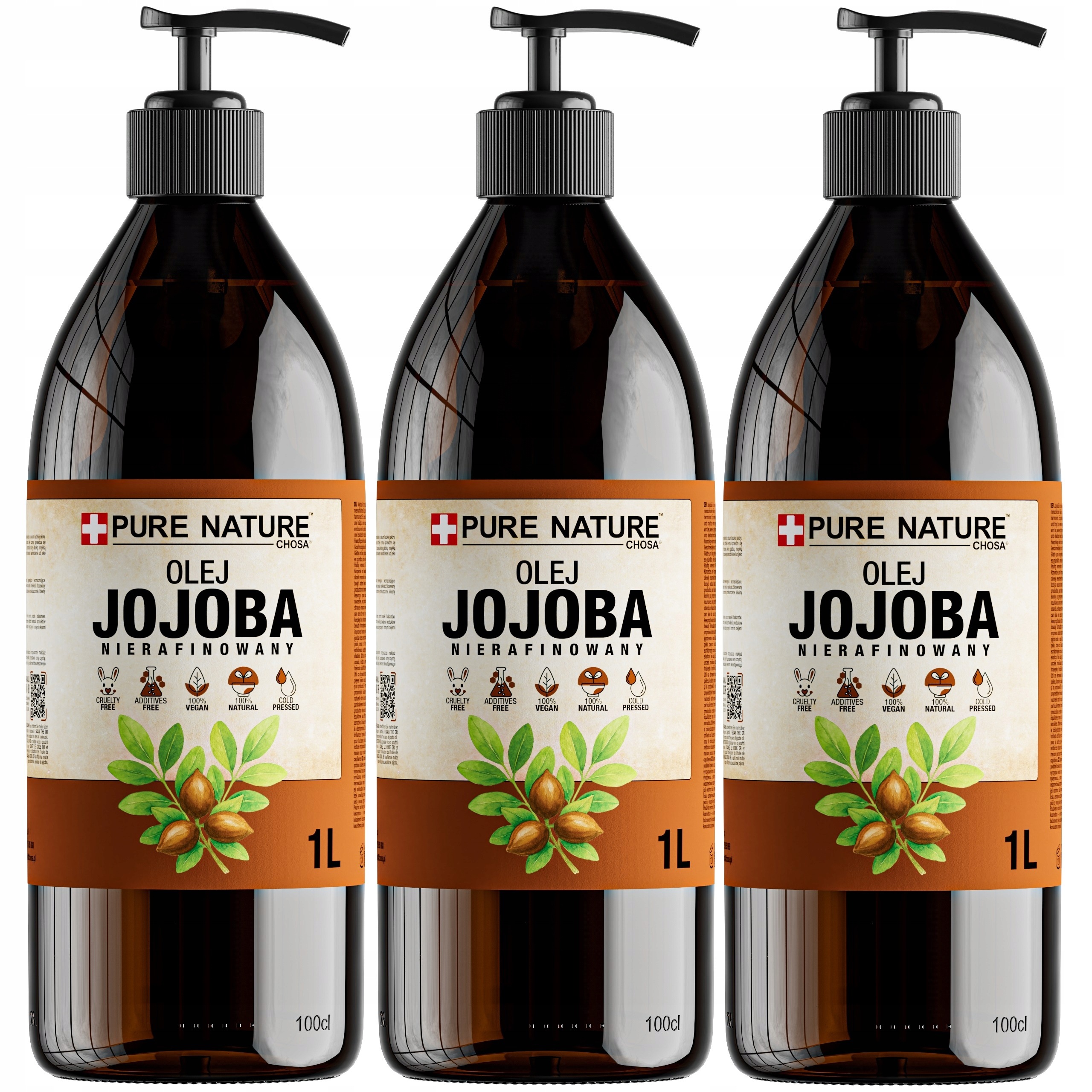 Jojobový Olej Přírodní Nerafinovaný Pro Masáž Těla s pumpičkou 3x1L (3L)
