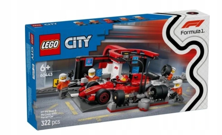 Lego 60443 City F1 Pit Stop A Mechanici S Ferrari Bolidem