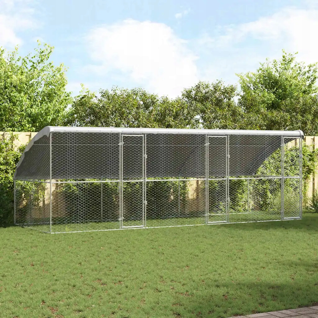 vidaXL Psí kennel s úložištěm 3 pcs Stříbrná 6 x 2 x 2 m Ocel