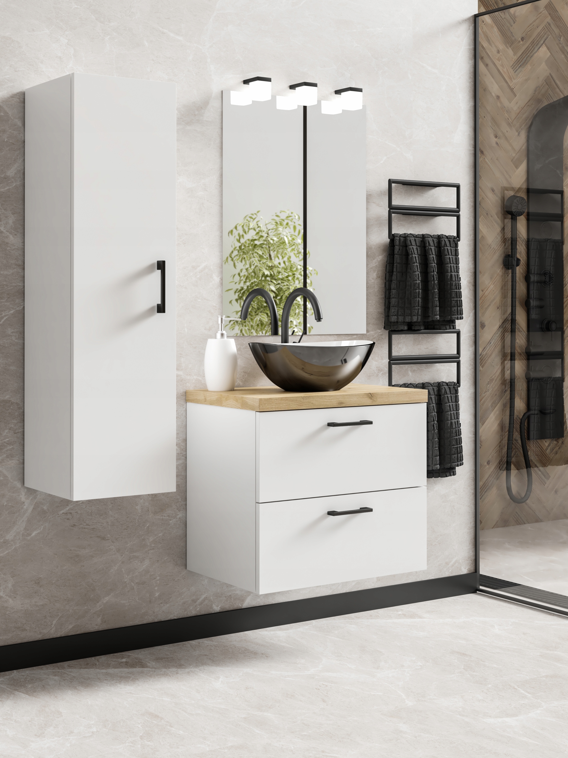 Zestaw łazienkowy LUNA 80 słupek umywalka meble łazienkowe zestaw mebli 80 Marka ADK Meble