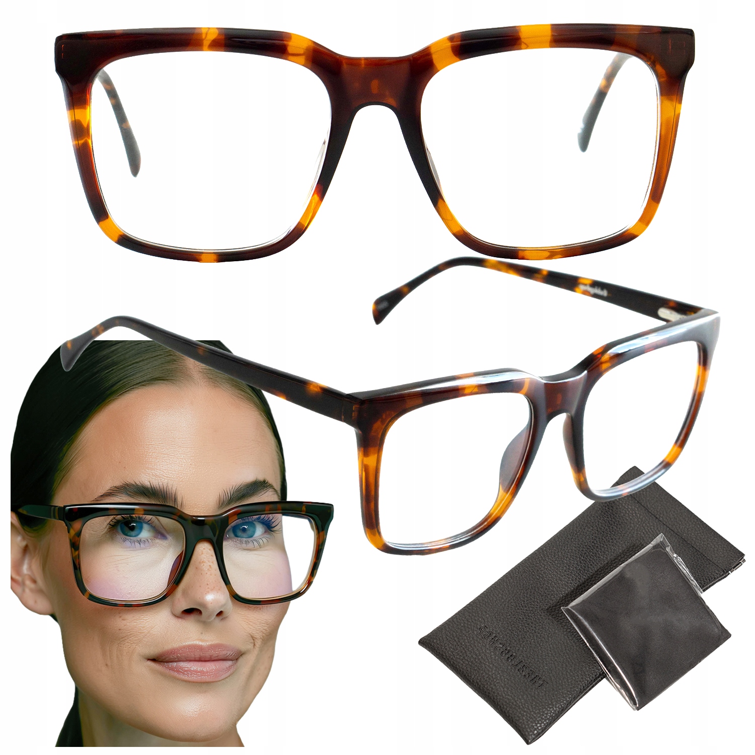 Brýle bez dioptrií Dámské nerd čtvercové hnědé eko acetát flex korekce