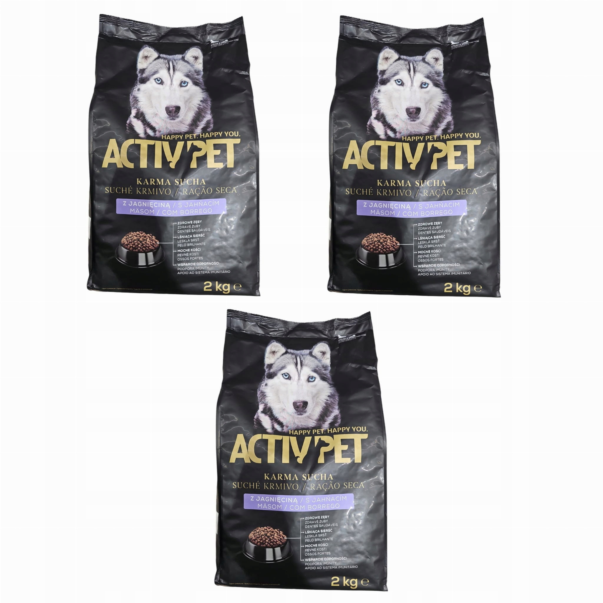 Krmivo s jehněčím masem pro dospělé psy 3x2 kg Activ Pet