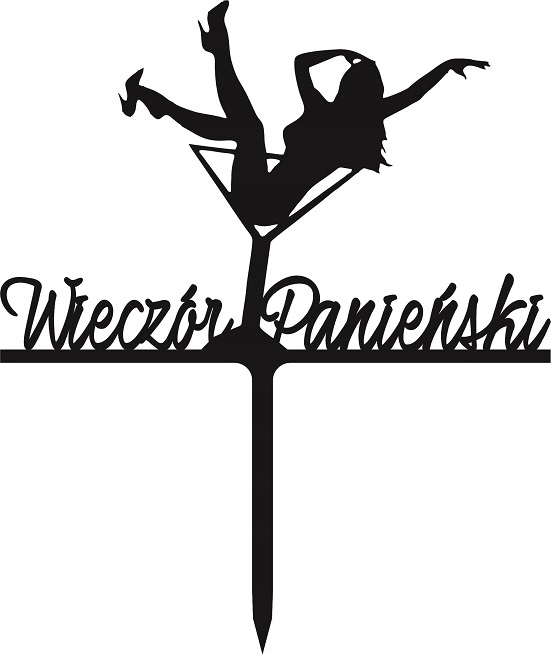 

Topper napis Wieczór Panieński kobieta w kieliszku