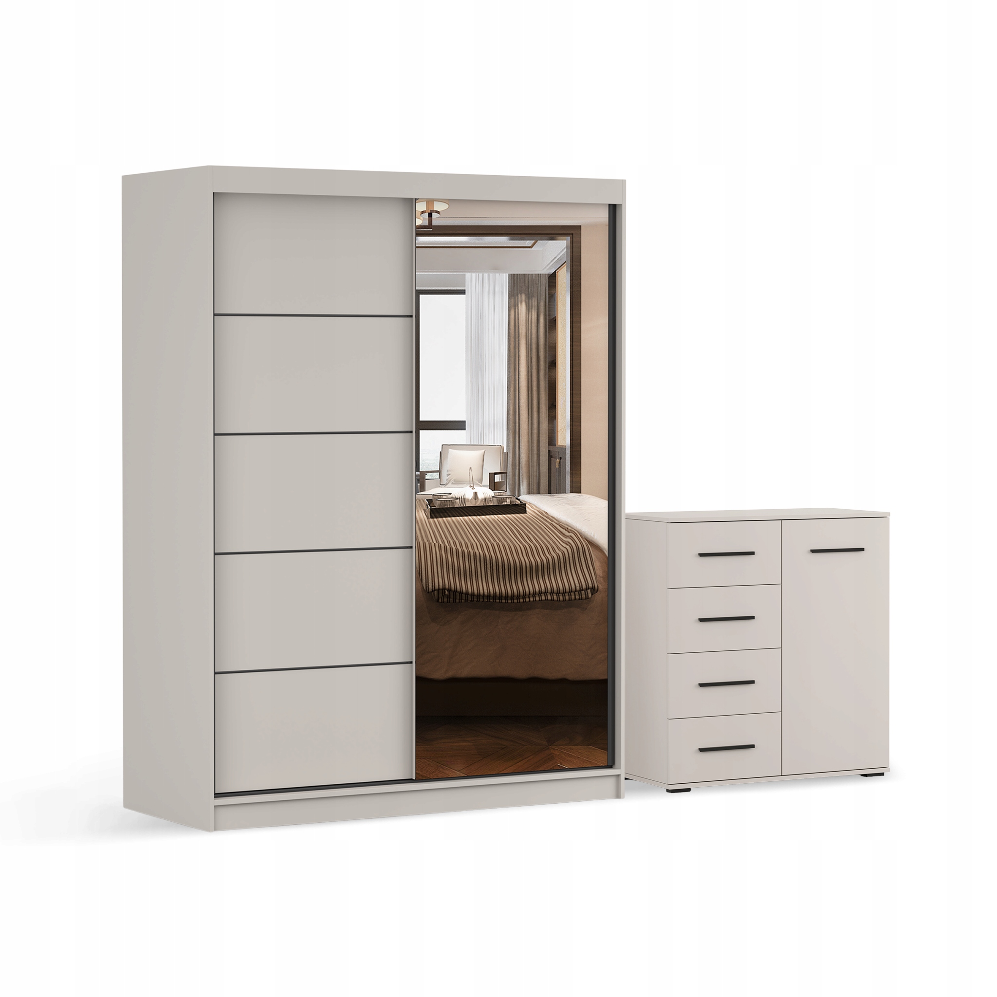 Sada skříň skříň se zrcadlem Vista 05 150 cm Frida 01 mini Kašmír