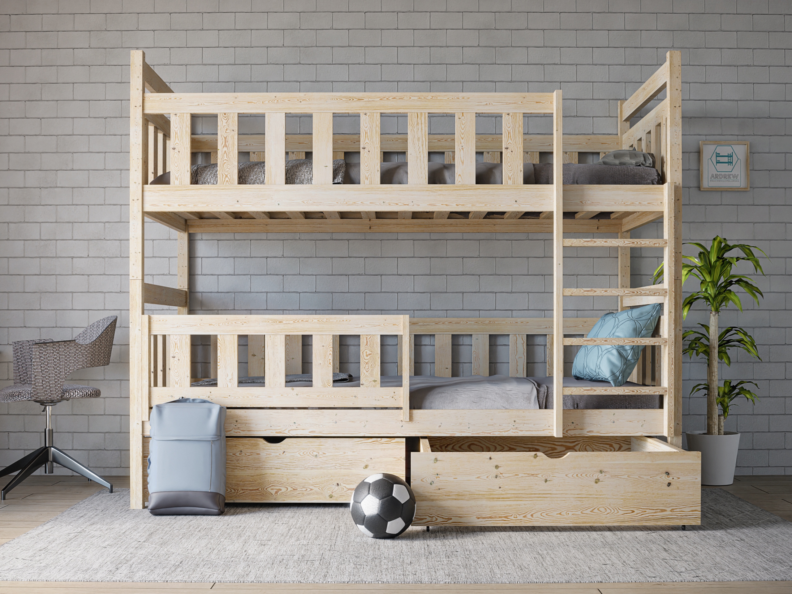 Łóżko piętrowe SŁAWEK Długość mebla 200 cm