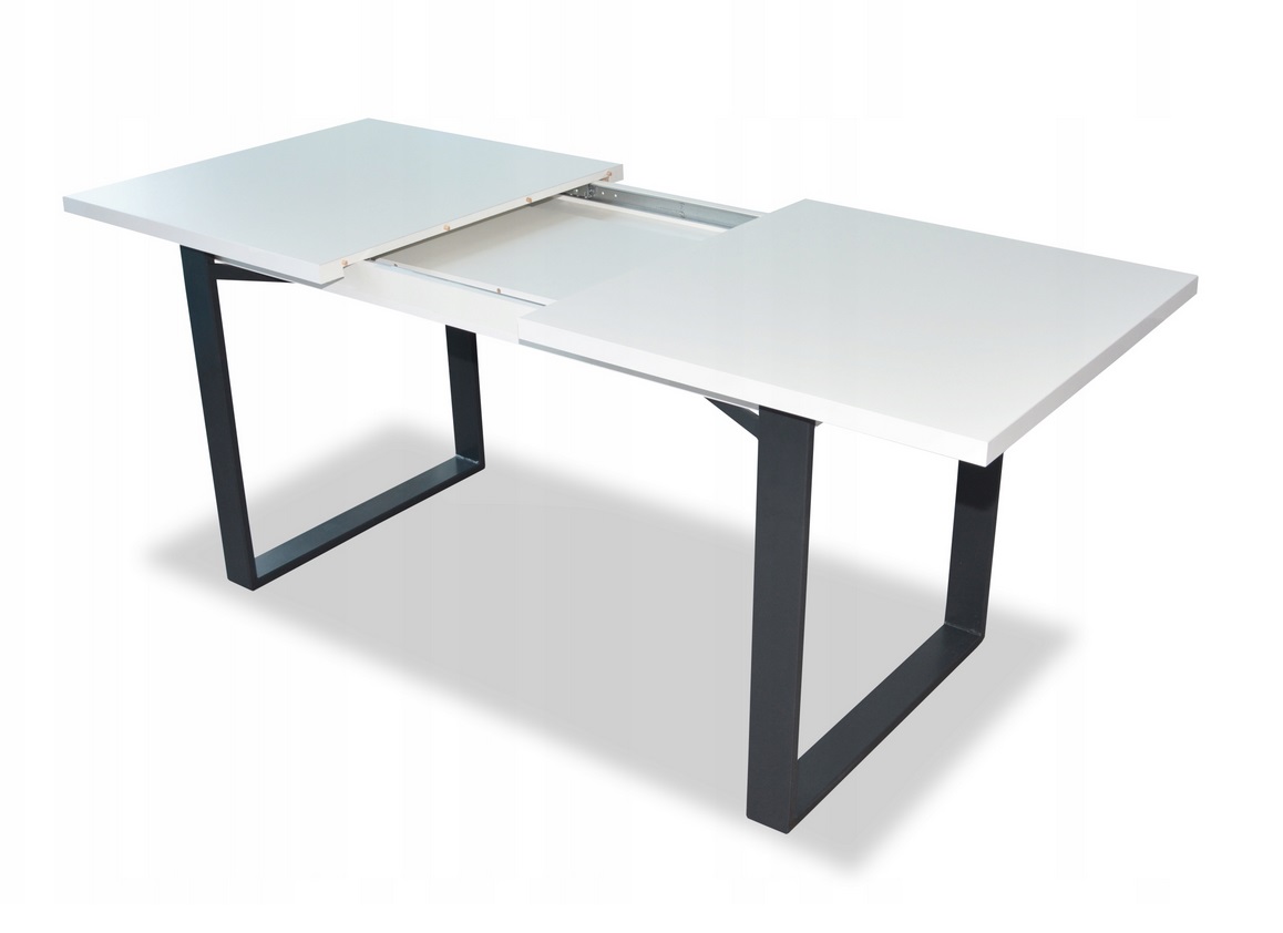 Stół Rozkładany Loft nogi metalowe Biały Połysk