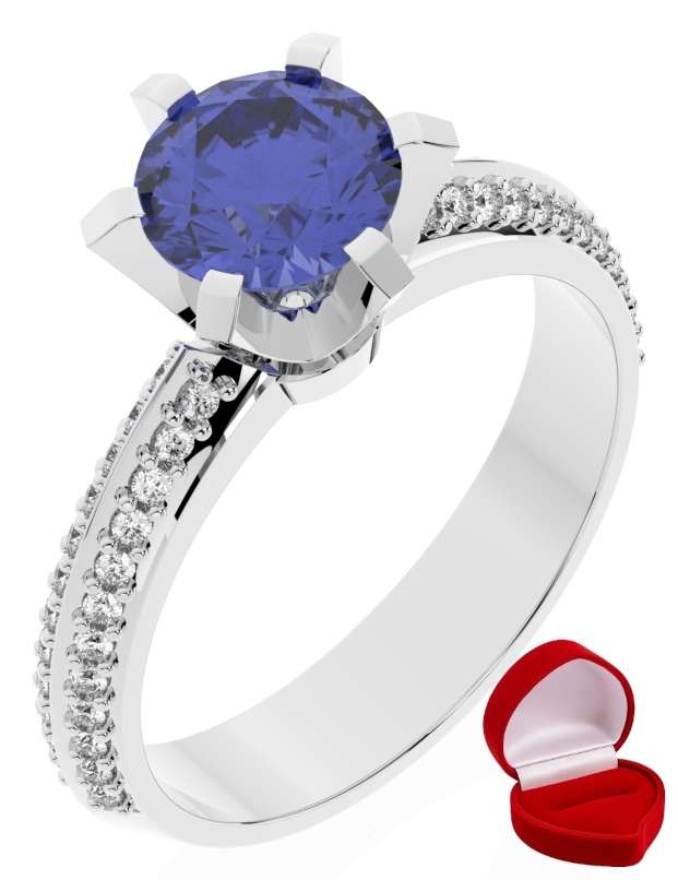 Zlatý Prstýnek 585 14k Tanzanit 1 ct Bílé Zlato R13