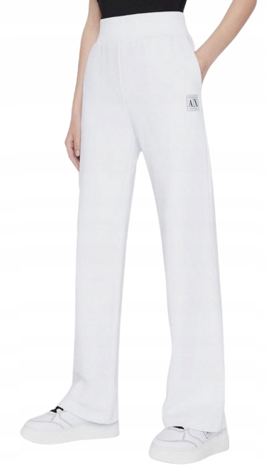 Armani Exchange Bílé Dlouhé Rovné Tepláky S Nášivkou M Kwk
