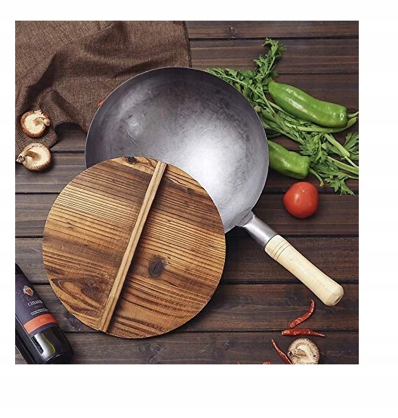 PATELNIA WOK 33 CM RĘCZNIE KUTA CHIŃSKA ZE STALI WĘGLOWEJ Marka Smile