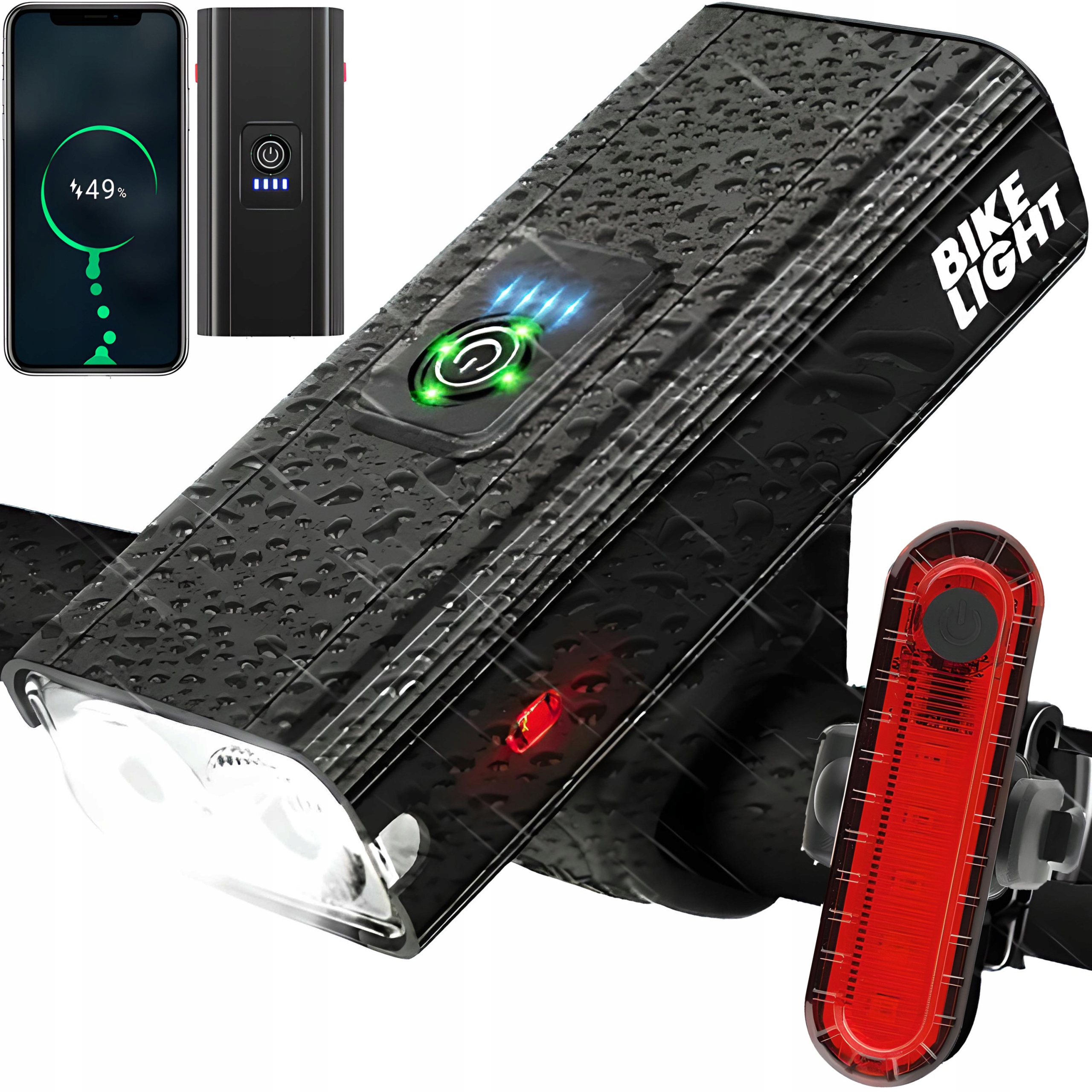 

Retoo Lampka Rowerowa Led Przód Tył Powerbank