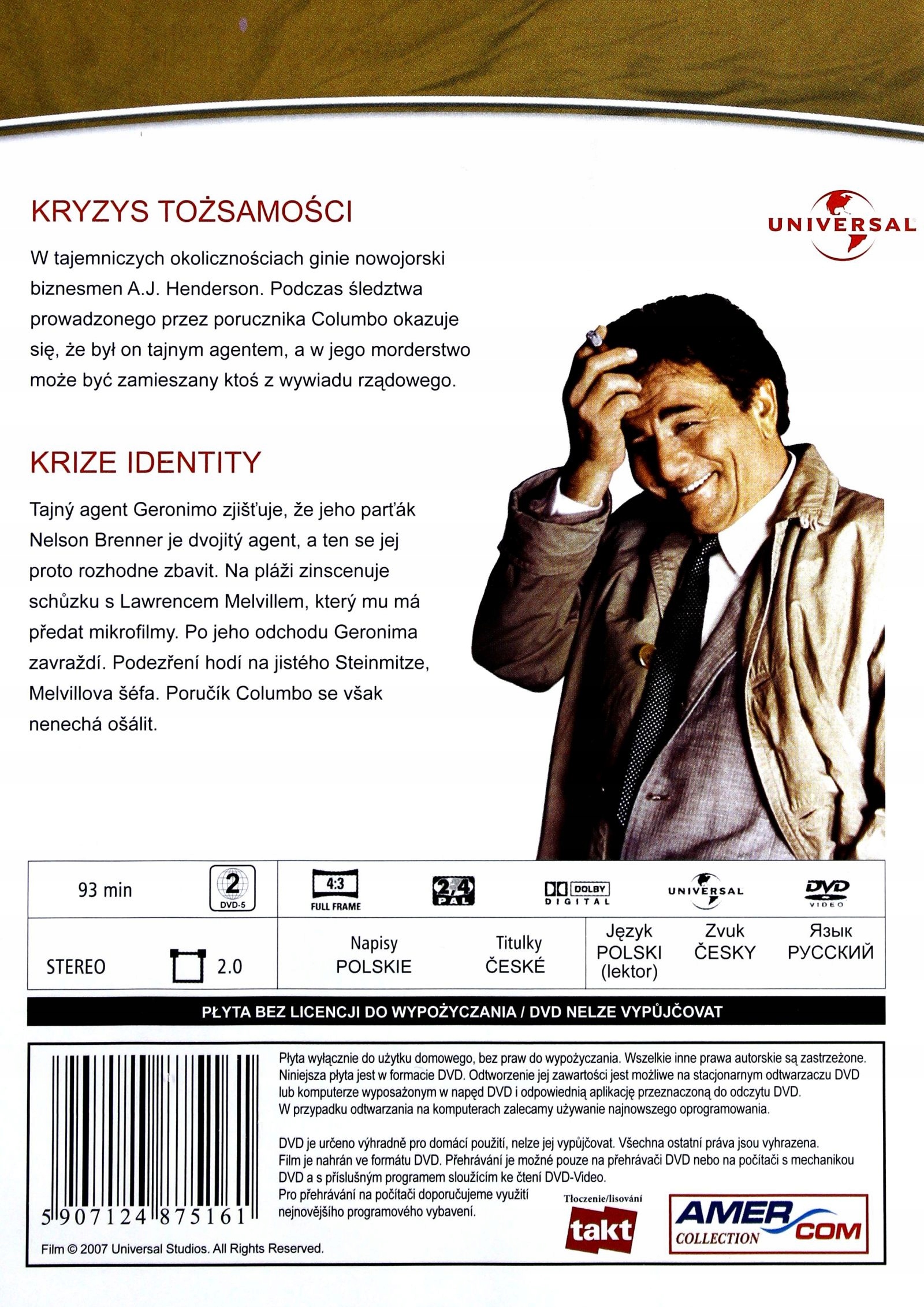 COLUMBO 33 - KRYZYS TOŻSAMOŚCI (DVD) Gatunek kryminały