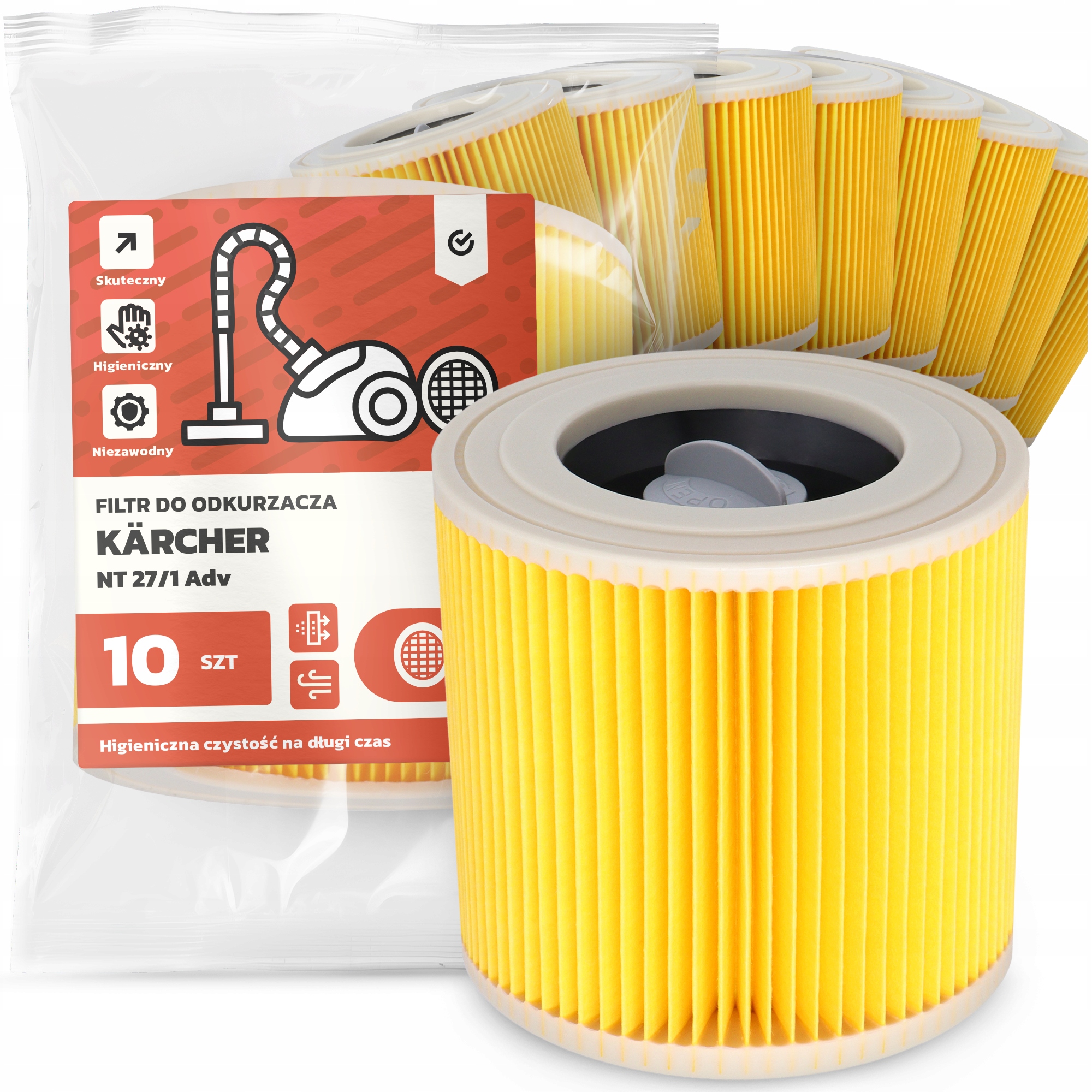 10 x Filtr Pro Vysavač Kärcher Nt 27/1 Adv Vzduch Výkonný Filtry Em-w