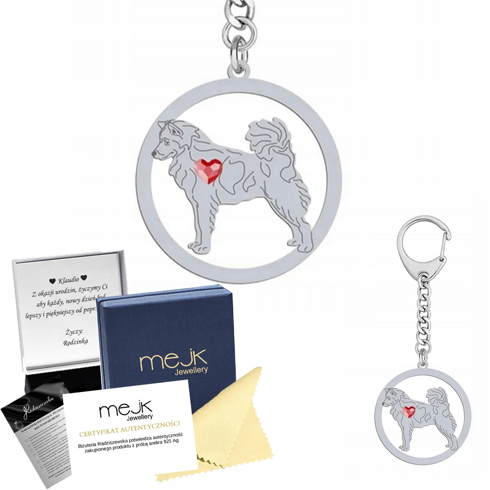 Přívěsek Na Klíče od Thajského Bangkaew Dog 925 Žena Gravírování Bonus