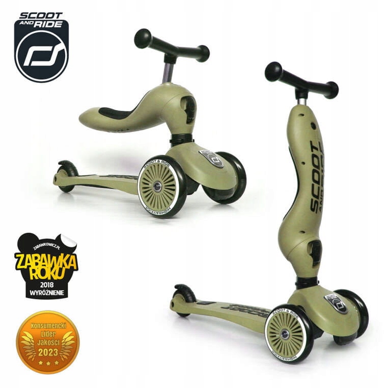 Hulajnoga Jeździk z siedzeniem Highwaykick1 oliwkowa Olive Scoot & Ride