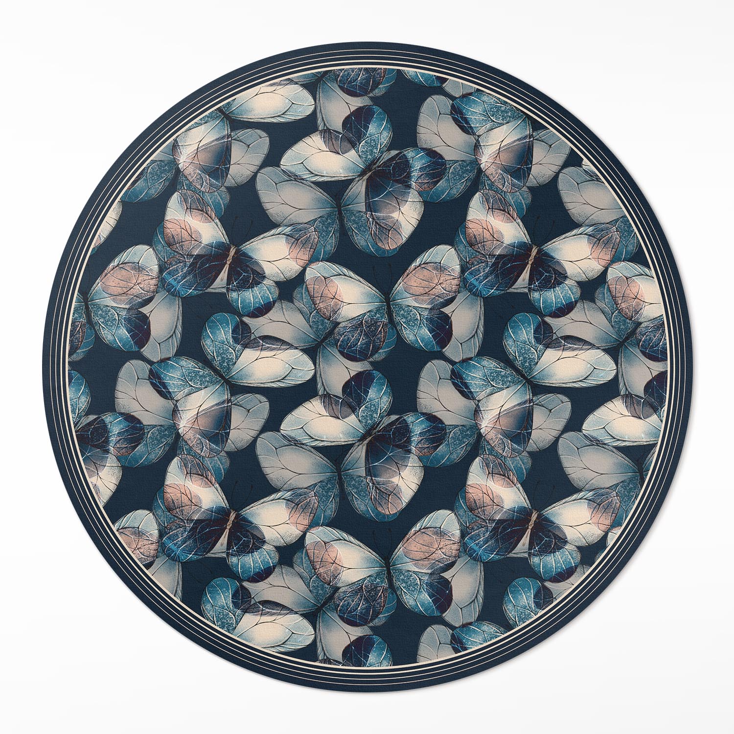 Okrúhly univerzálny vinylový koberec do interiéru Motýle, krásny hmyz ⌀ 120 cm