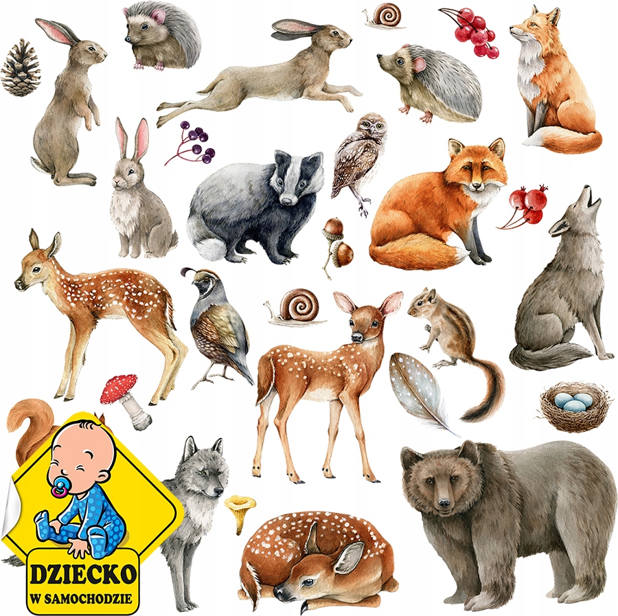 

Naklejki na ścianę Zwierzęta Leśne 56 x 107 cm