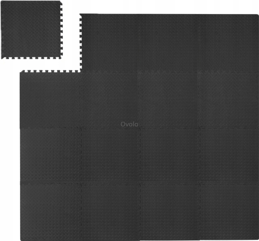Podłoga gumowa Puzzle do siłowni Mata pod sprzęt ochronna czarna 2,4x2,4m