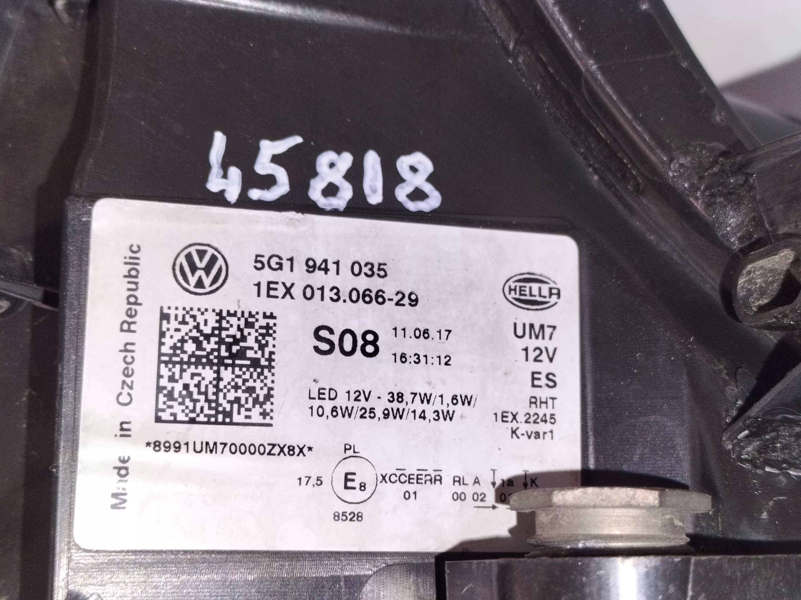 light front reflektor left VW GOLF 7 VII LIFT 17- FULL LED