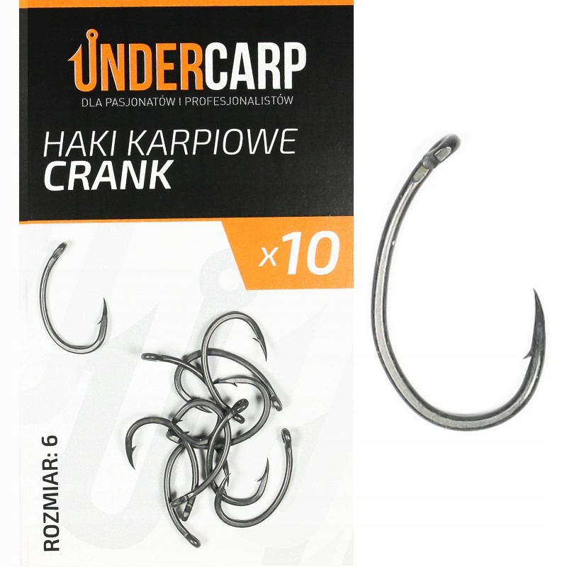 Haczyki Karpiowe Z Oczkiem Undercarp Crank 6 Teflonowe Ptfe 10szt. Ostre
