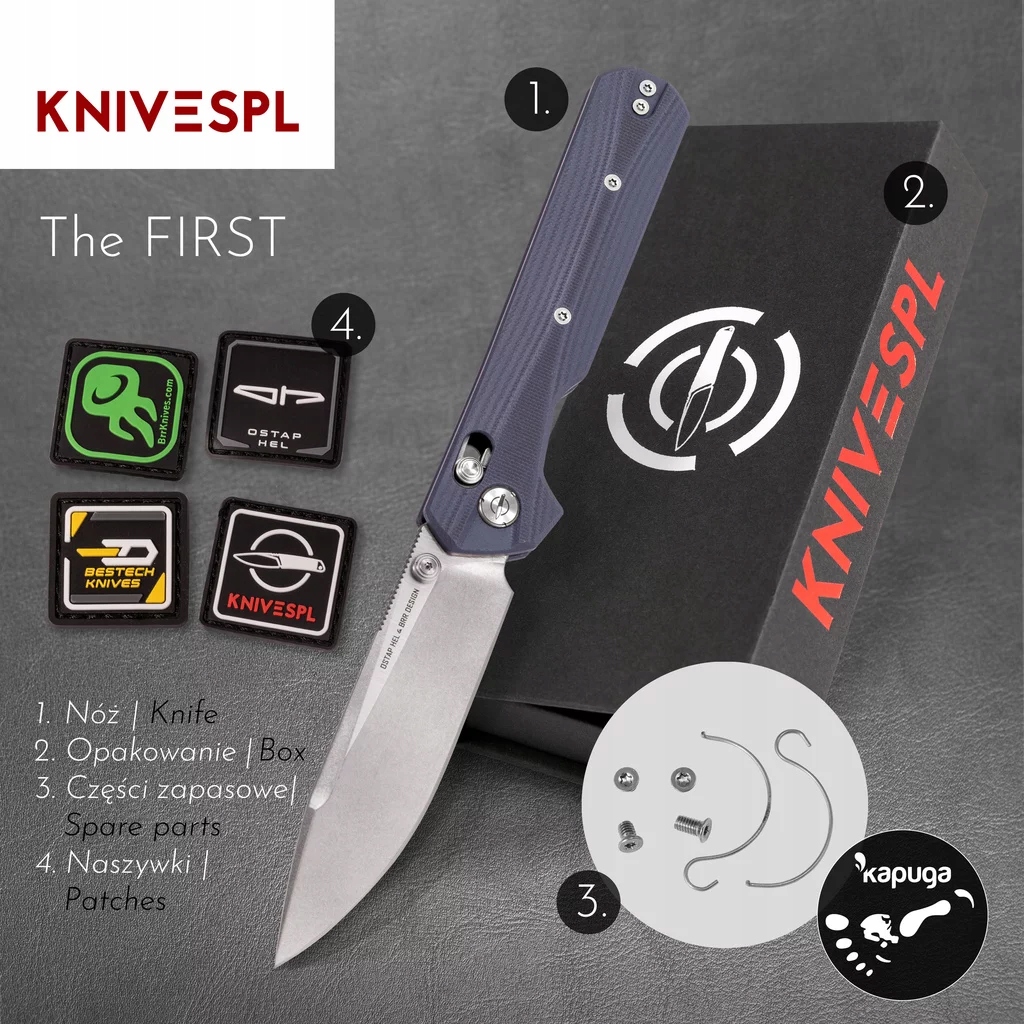 Nůž Knivespl The First Stonewashed/Satin 14C28N Blue G10