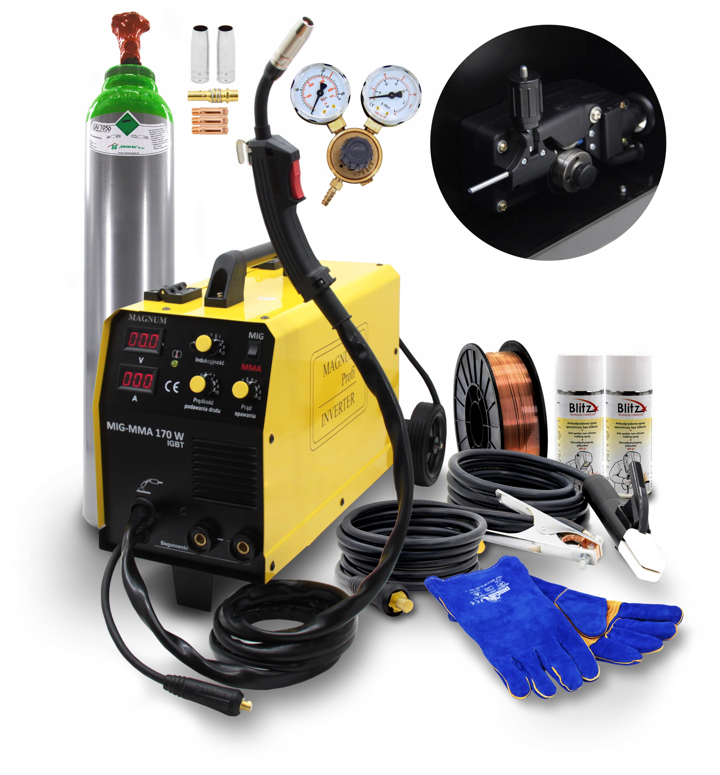 

Zestaw Magnum Mig 170 W Mma Igbt 170W Migomat Mag