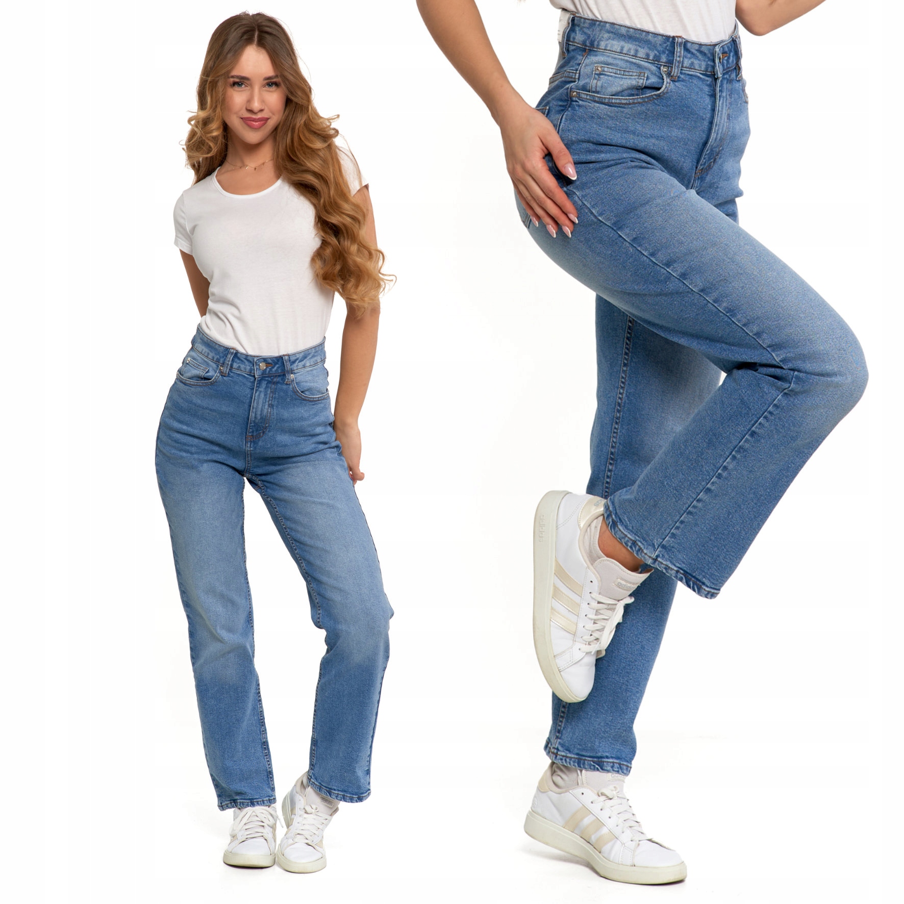 SPODNIE JEANSOWE DAMSKIE JEANSY Z PROSTYMI NOGAWKAMI MORAJ PLUS SIZE XXL