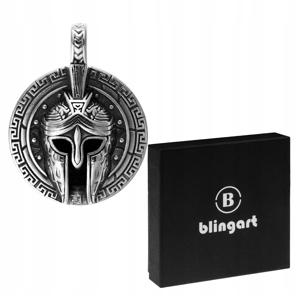 Zawieszka męska wisiorek HOPLITA rycerz HEŁM ornamenty STAL szlachetna 316L
