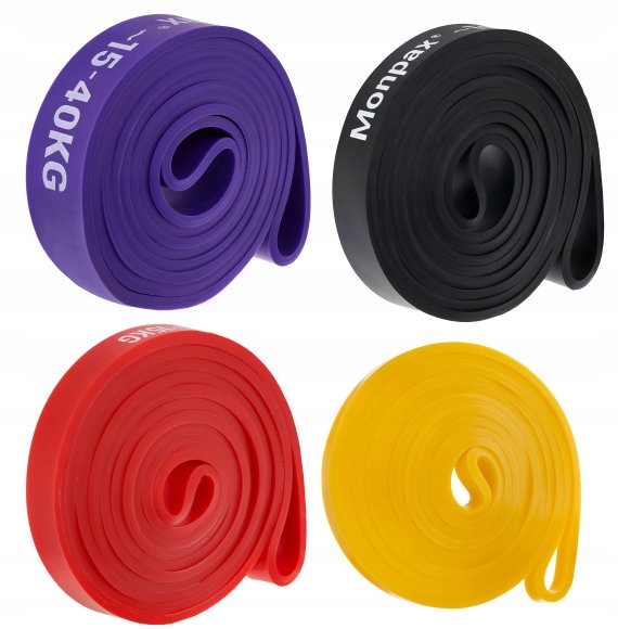 GUMY DO ĆWICZEŃ OPOROWE WYSOKA JAKOŚĆ POWER BANDS - ZESTAW 4 SZT Rodzaj guma