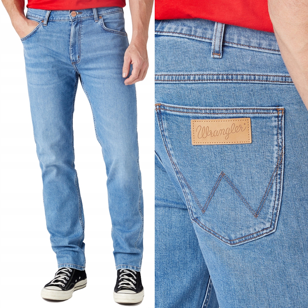 Wrangler Greensboro Mid Term Blue Džíny jednoduché džínové kalhoty W38 L32