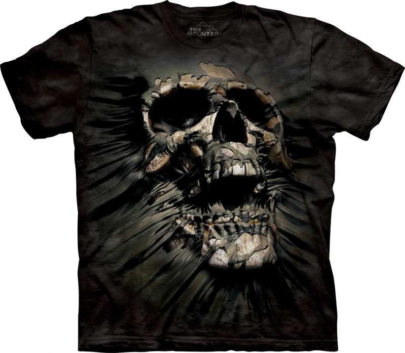 Pánské batikované triko The Mountain Breakthrough Skull černé M