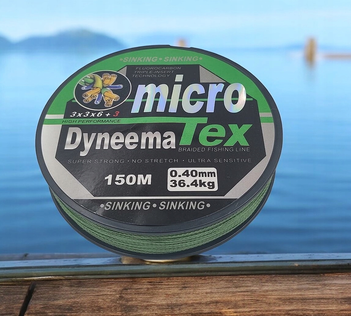 Plecionka Tonąca X4 150M Niewidoczna Zielona Micro Tex Dyneema 0,40mm